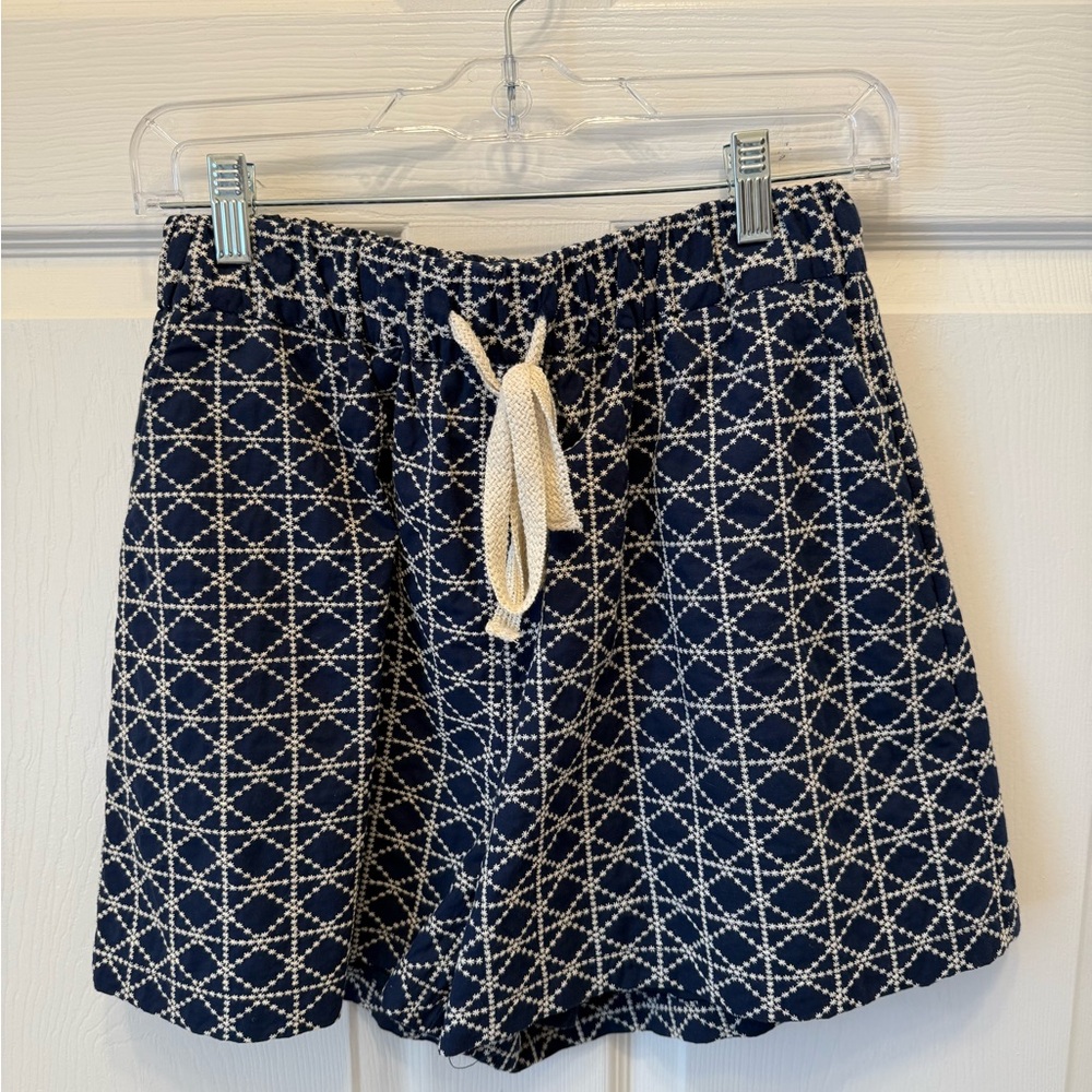 FRNCH Navy and Cream Patterned Shorts